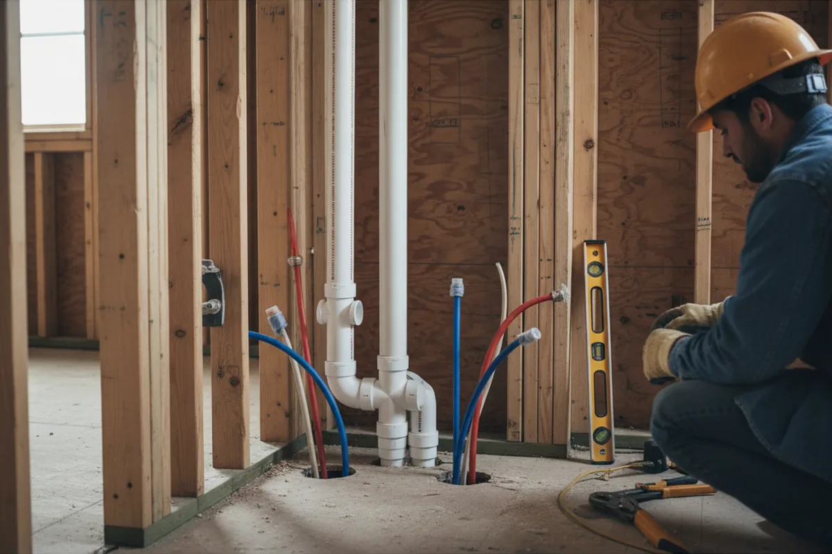 Drain and supply rough-in during Drain Cleaning in Clovis